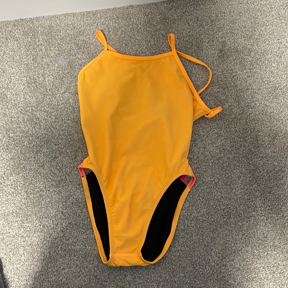 JOLYN Yellow Gavin Swim Onesie Tie Back - Size 28